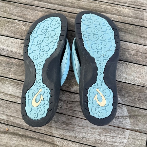 OluKai Ohana Women Black Mineral Blue Water Resistant Flip Flop Sandals Size 9 - Picture 5 of 9